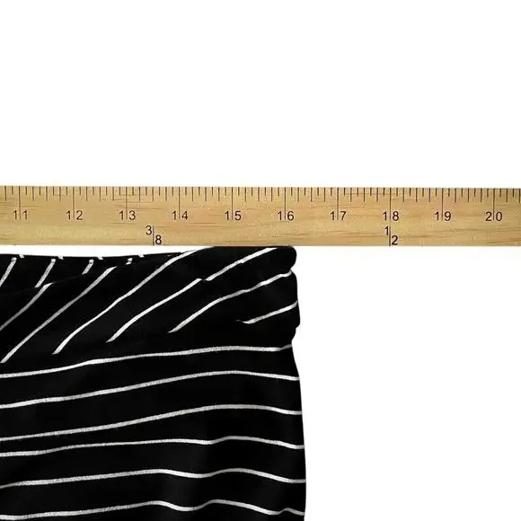 NWT Adrienne Vittadini Women's Wrap Midi Skirt Preppy Boho Black Striped Size XL - Picture 7 of 8